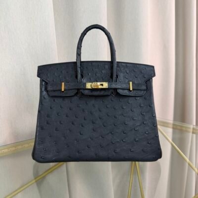 Birkin 25 in Black Ostrich with Gold Hardware. Birkin 25 Black Ostrich Gold Hardware bag