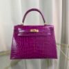 Kelly-Sellier-25-Anemone-Shiny-Alligator-Gold-Hardware Kelly Sellier 25 Anemone Shiny Alligator Gold Hardware bag