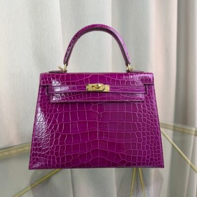 Kelly-Sellier-25-Anemone-Shiny-Alligator-Gold-Hardware Kelly Sellier 25 Anemone Shiny Alligator Gold Hardware bag