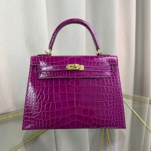 Kelly-Sellier-25-Anemone-Shiny-Alligator-Gold-Hardware Kelly Sellier 25 Anemone Shiny Alligator Gold Hardware bag