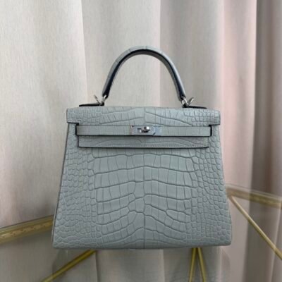 Kelly-25-Gris-Perle-Matte-Alligator-Palladium-Hardware Kelly 25 Gris Perle Matte Alligator Palladium Hardware bag