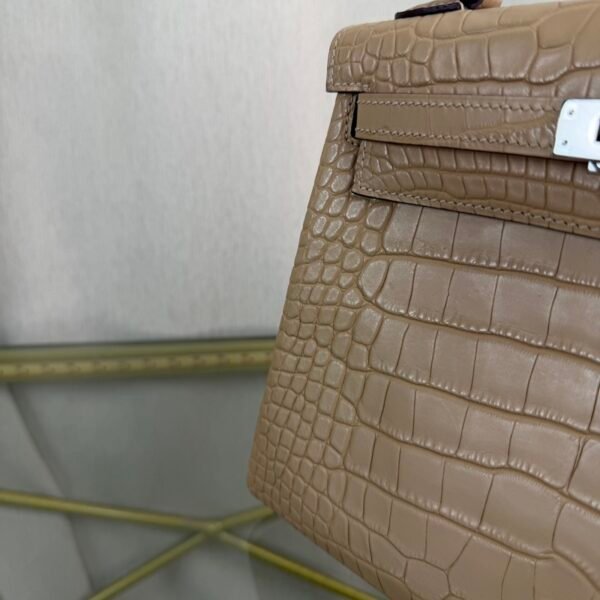 Kelly-25-Beige-Matte-Alligator-Palladium-Hardware Kelly 25 Beige Matte Alligator Palladium Hardware bag
