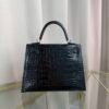 Kelly-Sellier-25-Black-Shiny-Crocodile-Palladium-Hardware Kelly Sellier 25 Black Shiny Crocodile Palladium Hardware bag
