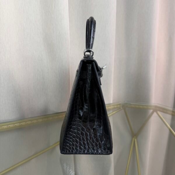 Kelly-Sellier-25-Black-Shiny-Crocodile-Palladium-Hardware Kelly Sellier 25 Black Shiny Crocodile Palladium Hardware bag