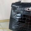 Kelly-Sellier-25-Black-Shiny-Crocodile-Palladium-Hardware Kelly Sellier 25 Black Shiny Crocodile Palladium Hardware bag