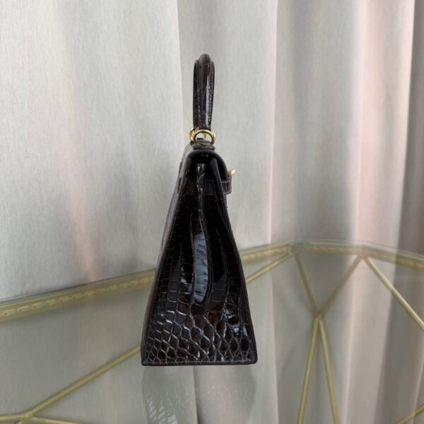 Kelly-Sellier-25-Ebene-Shiny-Alligator-Gold-Hardware Kelly Sellier 25 Ebene Shiny Alligator Gold Hardware bag