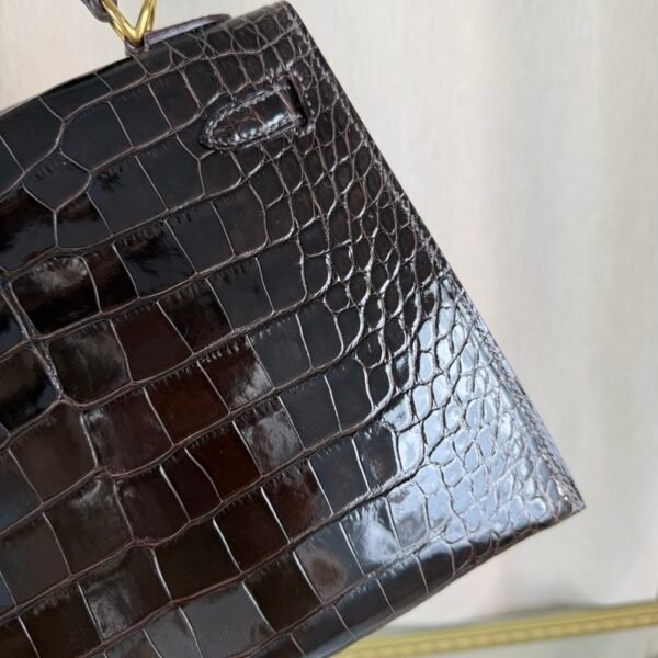 Kelly-Sellier-25-Ebene-Shiny-Alligator-Gold-Hardware Kelly Sellier 25 Ebene Shiny Alligator Gold Hardware bag