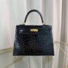 Kelly-Sellier-25-Black-Shiny-Alligator-Gold-Hardware Kelly Sellier 25 Black Shiny Alligator Gold Hardware bag