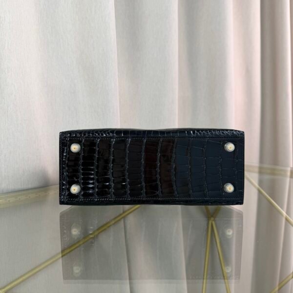 Kelly-Sellier-25-Black-Shiny-Alligator-Gold-Hardware Kelly Sellier 25 Black Shiny Alligator Gold Hardware bag