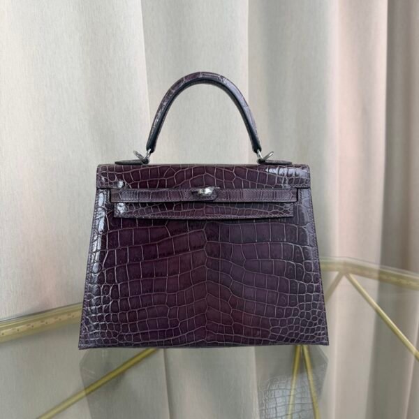 Kelly-Sellier-25-Cassis-Shiny-Crocodile-Palladium-Hardware Kelly Sellier 25 Cassis Shiny Crocodile Palladium Hardware bag