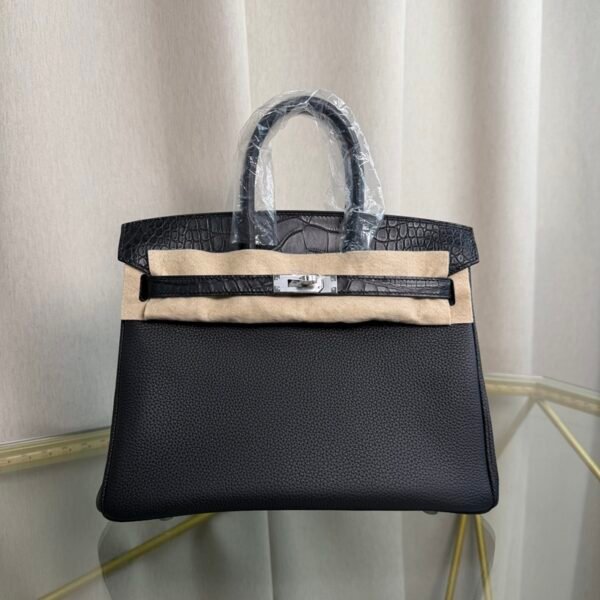 Birkin-25-Touch-Black-Togo-and-Matte-Alligator-Touch-Palladium-Hardware Birkin 25 Touch Black Togo and Matte Alligator Touch Palladium Hardware bag