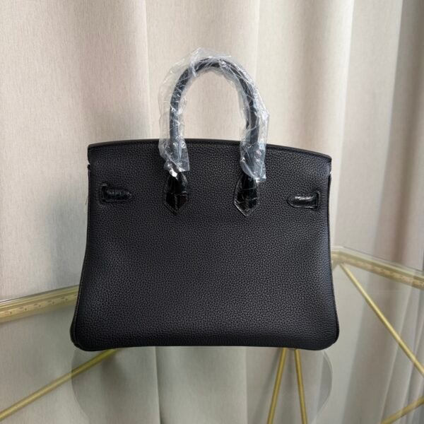 Birkin-25-Retourne-Black-Togo-and-Shiny-Alligator-Touch-Gold-Hardware Birkin 25 Retourne Black Togo and Shiny Alligator Touch Gold Hardware bag