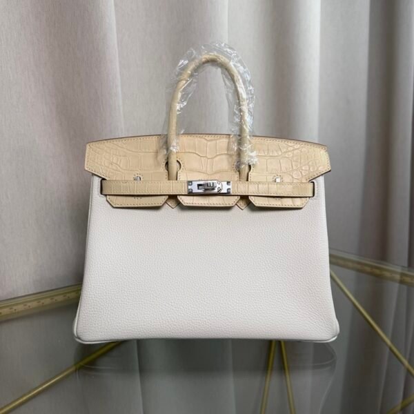 Birkin-25-Retourne-Nata-Togo-and-Vanilla-Matte-Alligator-Touch-Palladium-Hardware Birkin 25 Retourne Nata Togo and Vanilla Matte Alligator Touch Palladium Hardware bag
