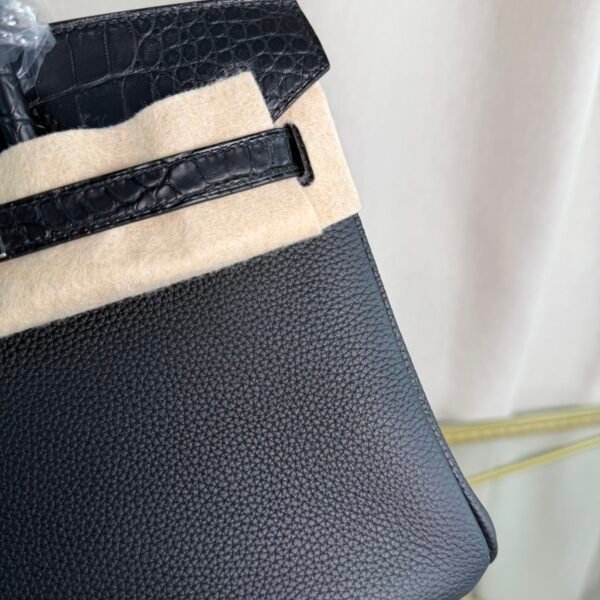 Birkin-25-Retourne-Black-Togo-and-Matte-Alligator-Touch-Palladium-Hardware Birkin 25 Retourne Black Togo and Matte Alligator Touch Palladium Hardware bag
