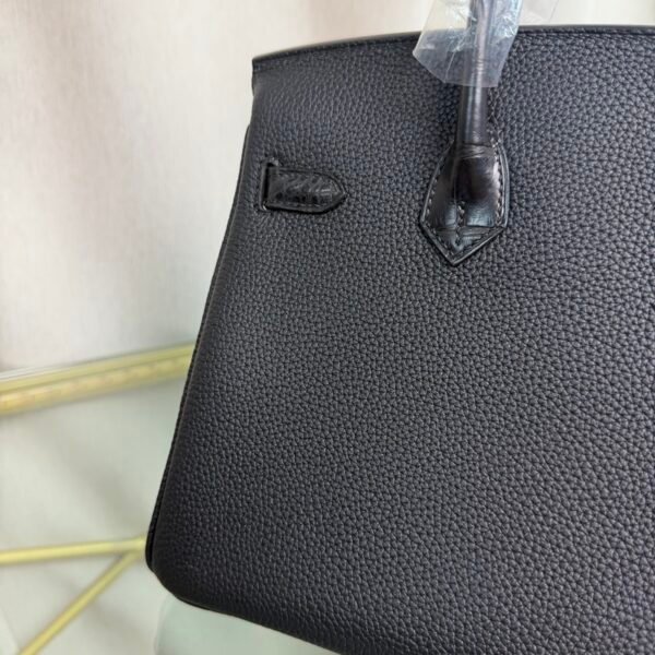 Birkin 25 Retourne Style Black Togo and Matte Alligator Touch Palladium Hardware bag
