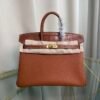 Birkin 25 Retourne Style Gold Togo and Saddle Matte Alligator Touch Gold Hardware bag