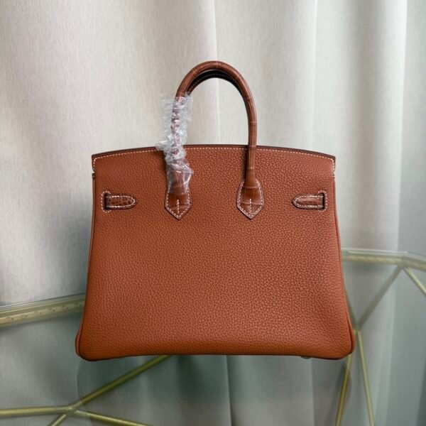 Birkin 25 Retourne Style Gold Togo and Saddle Matte Alligator Touch Gold Hardware bag