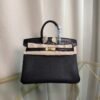 Birkin 25 Retourne Style Black Togo and Shiny Alligator Touch Gold Hardware bag