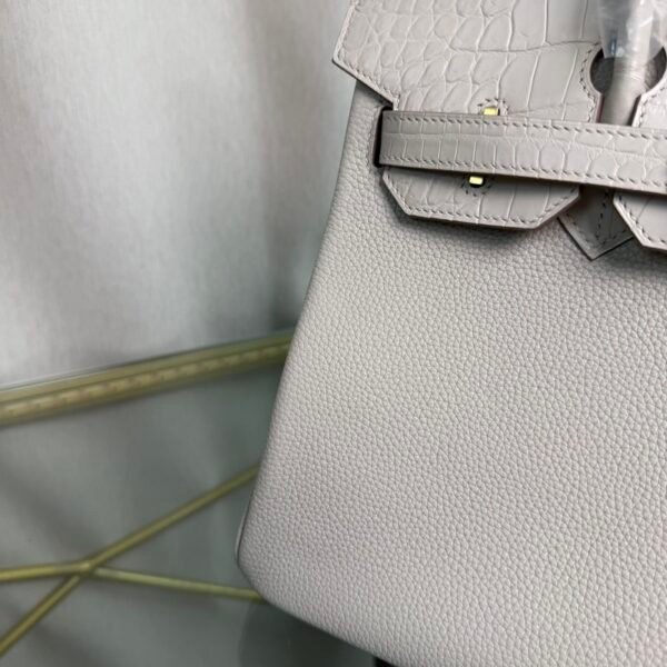 Birkin 30 Retourne Style Nata Togo and Bleu Brume Matte Alligator Touch Gold Hardware