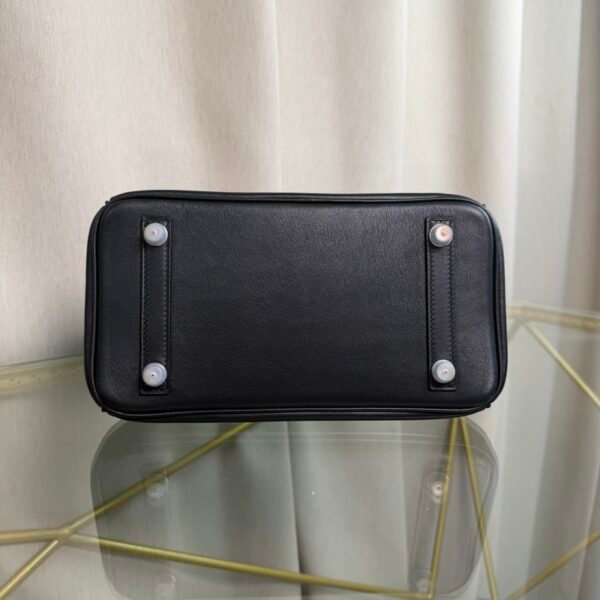 Birkin 25 Retourne Style Black Swift and Lizard Touch Palladium Hardware bag
