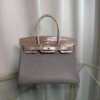 Birkin 30 Retourne Style Etain Togo and Etoupe Shiny Porosus Crocodile Touch Palladium Hardware