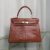 Kelly Retourne 25 Style Bag Saddle Brown Matte Alligator with Palladium Hardware