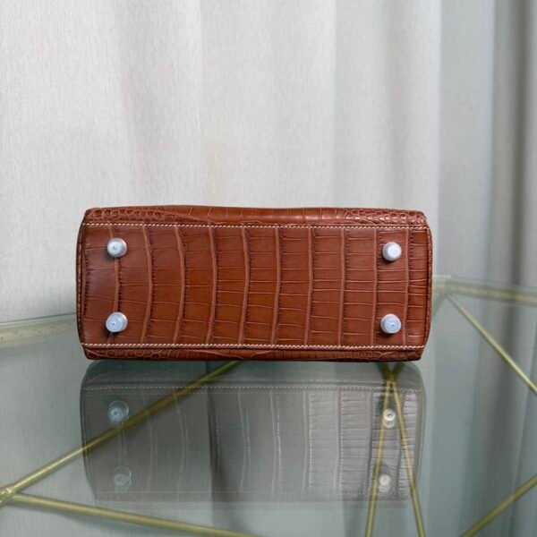 Kelly Retourne 25 Style Bag Saddle Brown Matte Alligator with Palladium Hardware