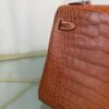 Kelly Retourne 25 Style Bag Saddle Brown Matte Alligator with Palladium Hardware