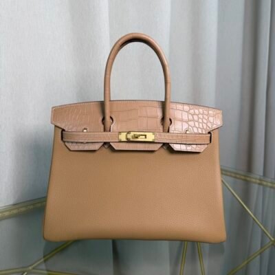 Birkin 30 Retourne Style Biscuit Togo and Alligator Touch Gold Hardware