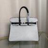 Birkin 25 Retourne Style Gris Perle，Black Perle Chevre Mysore Brushed Palladium Hardware