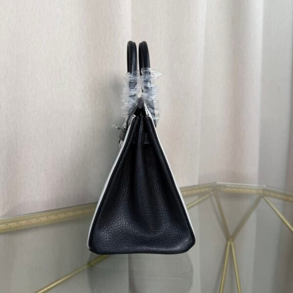 Birkin 25 Retourne Style Gris Perle，Black Perle Chevre Mysore Brushed Palladium Hardware