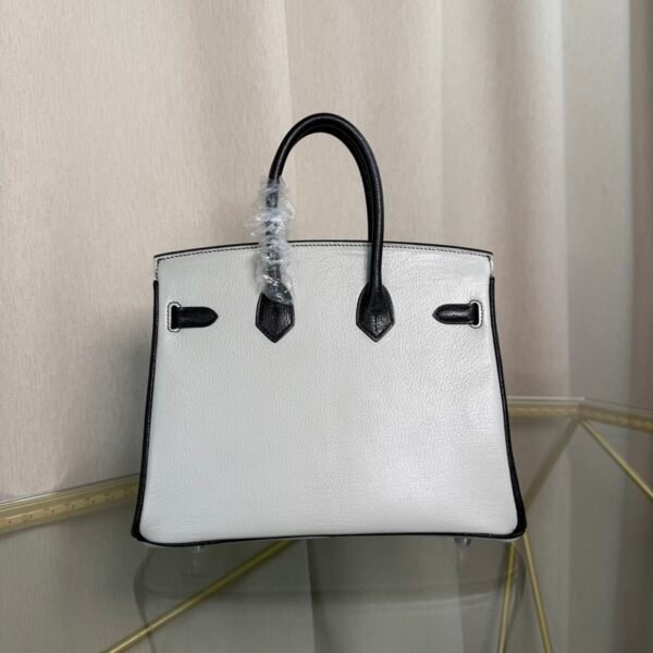 Birkin 25 Retourne Style Gris Perle，Black Perle Chevre Mysore Brushed Palladium Hardware