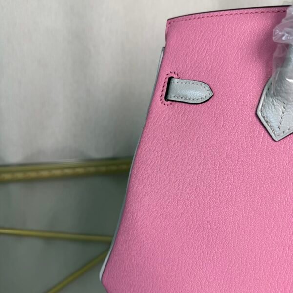 Birkin 25 Retourne Style Mauve Sylvestre and Gris Perle Chevre Mysore Brushed Gold Hardware