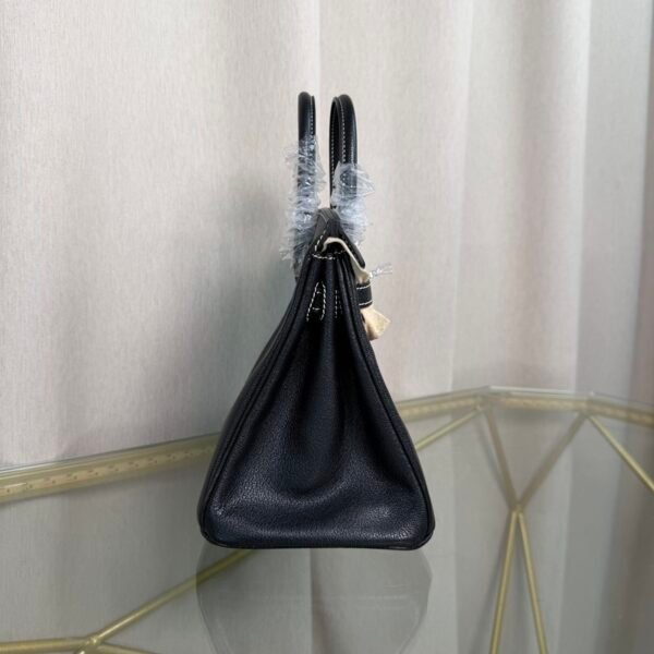 Birkin 25 Retourne Style Noir and Lime Chèvre Mysore with Palladium Hardware