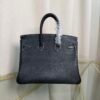 Birkin 25 Retourne Style Noir and Lime Chèvre Mysore with Palladium Hardware