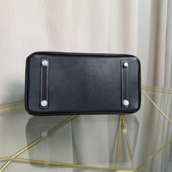Birkin 25 Retourne Style Noir and Lime Chèvre Mysore with Palladium Hardware