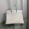 Birkin 25 Retourne Style Nata and Bleu Brume Chèvre Mysore with Brushed Palladium Hardware