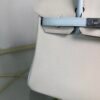 Birkin 25 Retourne Style Nata and Bleu Brume Chèvre Mysore with Brushed Palladium Hardware