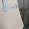 Birkin 25 Retourne Style Nata and Bleu Brume Chèvre Mysore with Brushed Palladium Hardware