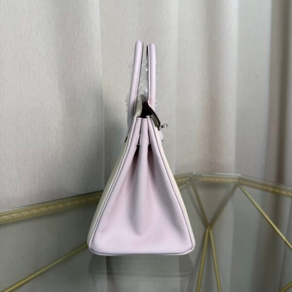 Birkin 25 Retourne Style Nata and Mauve Pale Chèvre Mysore with Brushed Palladium Hardware