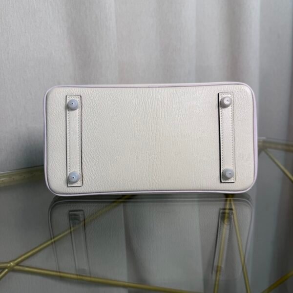 Birkin 25 Retourne Style Nata and Mauve Pale Chèvre Mysore with Brushed Palladium Hardware