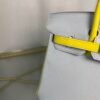Birkin 25 Retourne Style Gris Perle and Lime Chèvre Mysore with Brushed Palladium Hardware