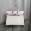 Birkin 25 Retourne Style Nata and Rose Sakura Chèvre Mysore with Brushed Palladium Hardware