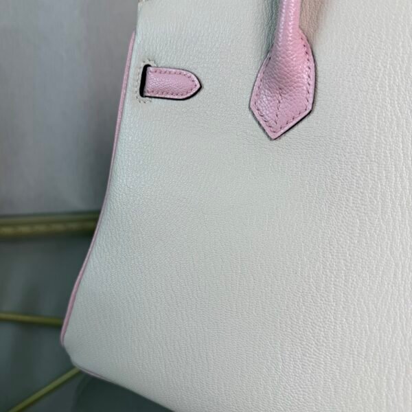 Birkin 25 Retourne Style Nata and Rose Sakura Chèvre Mysore with Brushed Palladium Hardware