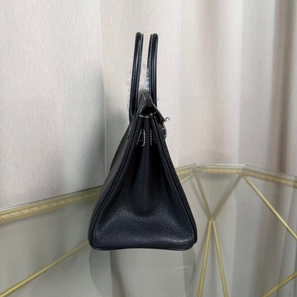 Birkin 25 Retourne Style Noir and Vert Comic Chèvre Mysore with Brushed Palladium Hardware