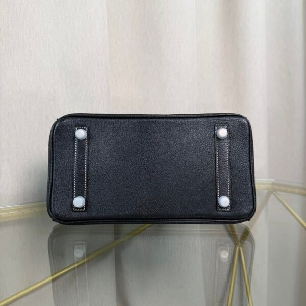 Birkin 25 Retourne Style Noir and Vert Comic Chèvre Mysore with Brushed Palladium Hardware