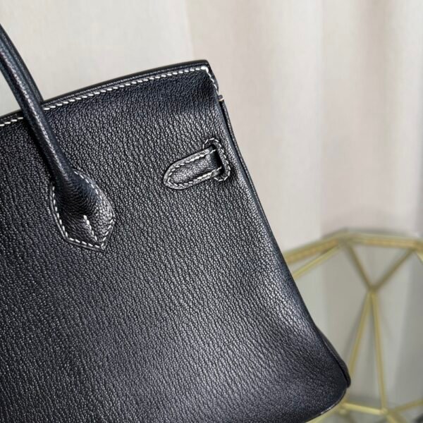Birkin 25 Retourne Style Noir and Vert Comic Chèvre Mysore with Brushed Palladium Hardware