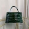 Mini Kelly II Sellier Style 20 Shiny Alligator Vert Émeraude with Palladium Hardware