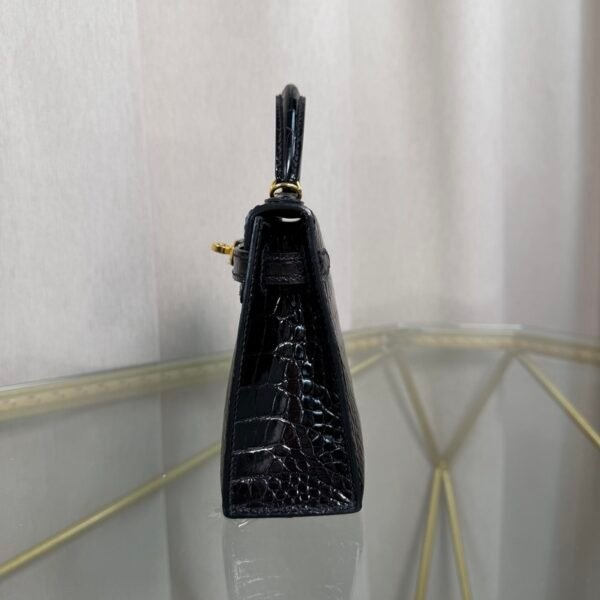 Kelly Sellier 20 Style Black Shiny Alligator Gold Hardware