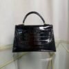 Kelly Sellier 20 Style Black Shiny Alligator Gold Hardware